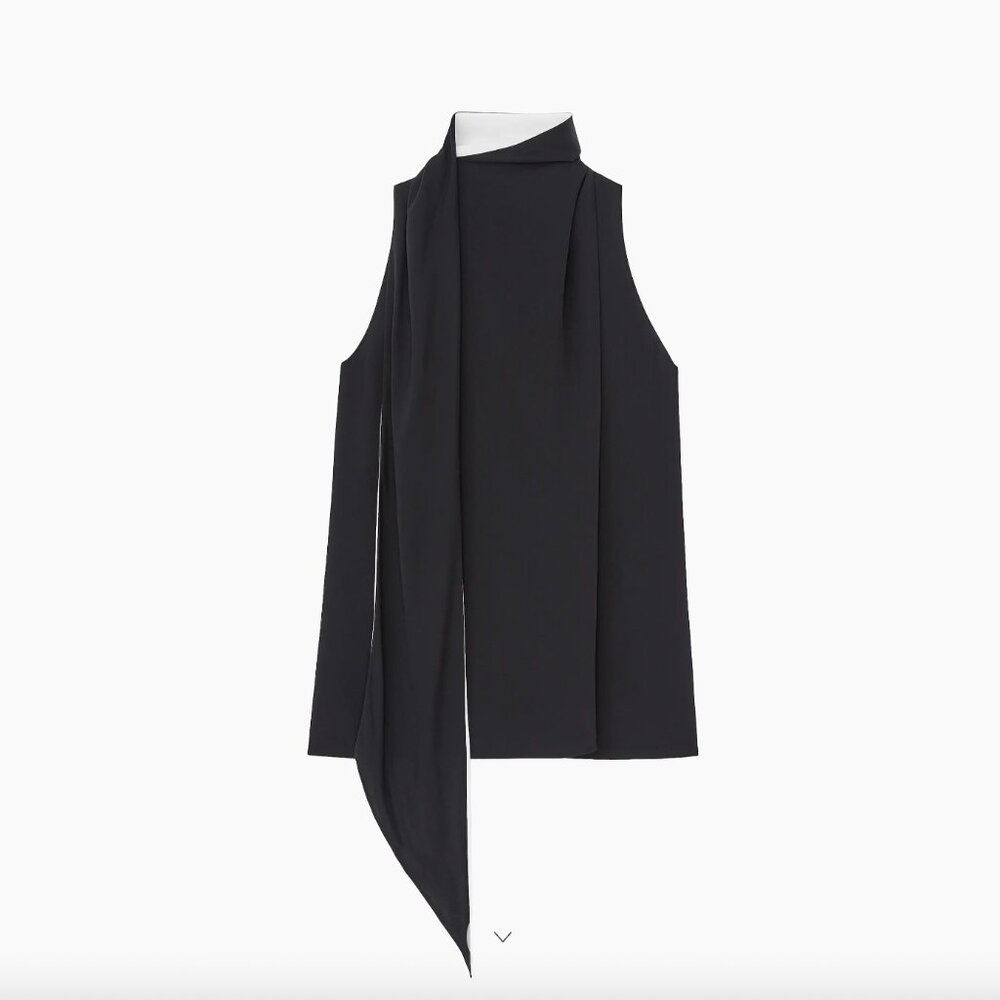 Lafayette 148 Sleeveless Colorblock Scarf Neck Blouse NWT